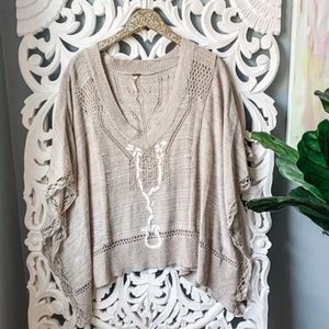 Free People Oatmeal Knit Poncho